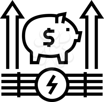 growth money energy saving line icon vector. growth money energy saving sign. isolated contour symbol black illustration