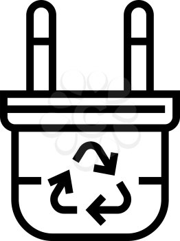 recycling electrical plug line icon vector. recycling electrical plug sign. isolated contour symbol black illustration