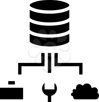 business, fix and cloud storage digital processing glyph icon vector. business, fix and cloud storage digital processing sign. isolated contour symbol black illustration