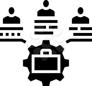 settings of business crowdsoursing glyph icon vector. settings of business crowdsoursing sign. isolated contour symbol black illustration