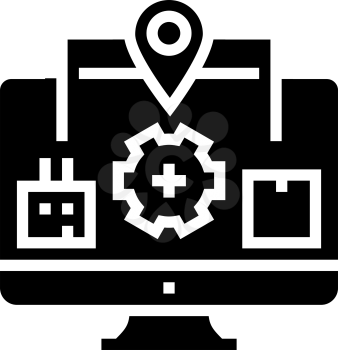 production to client logistics process glyph icon vector. production to client logistics process sign. isolated contour symbol black illustration