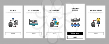 Digital Processing Onboarding Mobile App Page Screen Vector. File Compression And Visualization, Download And Upload File Digital Processing Illustrations