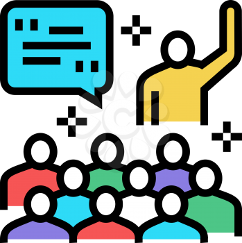 member forum answering on question color icon vector. member forum answering on question sign. isolated symbol illustration