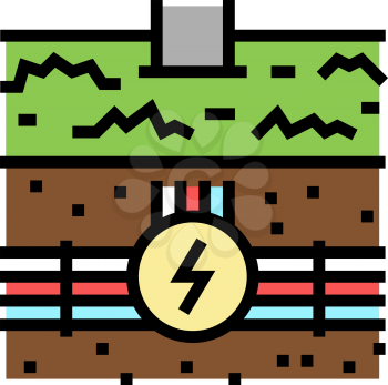 electricity communication land color icon vector. electricity communication land sign. isolated symbol illustration