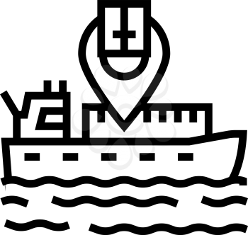 ship location line icon vector. ship location sign. isolated contour symbol black illustration