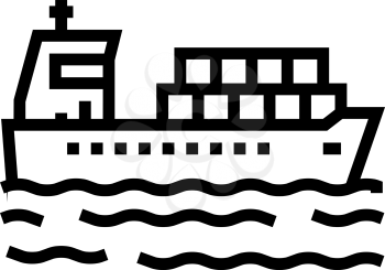 ship delivery containers line icon vector. ship delivery containers sign. isolated contour symbol black illustration