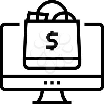 buying products basket of online shop line icon vector. buying products basket of online shop sign. isolated contour symbol black illustration
