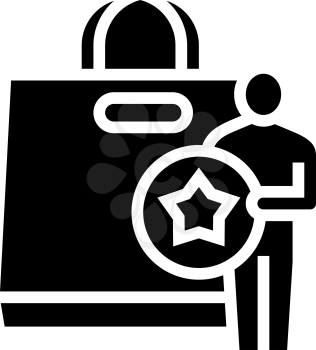 buyer getting bonus bag glyph icon vector. buyer getting bonus bag sign. isolated contour symbol black illustration