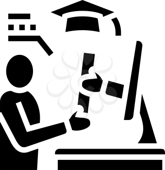 online graduate glyph icon vector. online graduate sign. isolated contour symbol black illustration