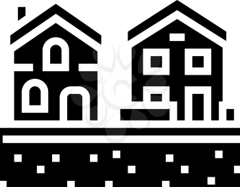 residential estate zone land glyph icon vector. residential estate zone land sign. isolated contour symbol black illustration