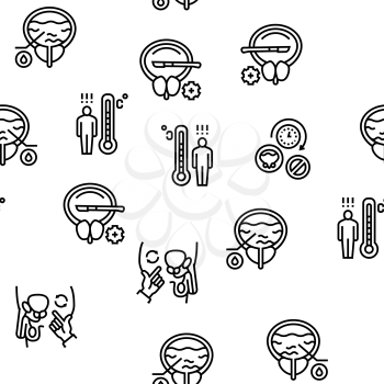 Prostatitis Disease Vector Seamless Pattern Thin Line Illustration