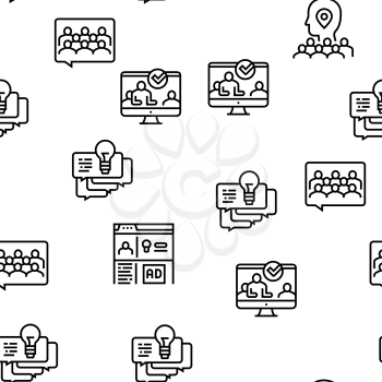 Crowdsourcing Business Vector Seamless Pattern Thin Line Illustration