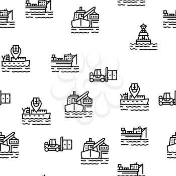Container Port Tool Vector Seamless Pattern Thin Line Illustration