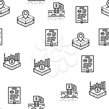 Land Property Business Vector Seamless Pattern Thin Line Illustration