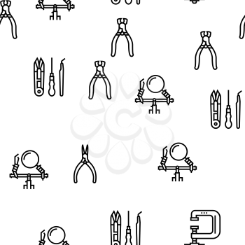 Handmade Jewellery Vector Seamless Pattern Thin Line Illustration