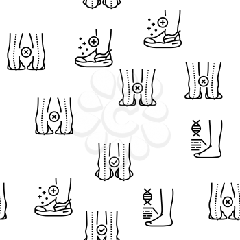 Flat Feet Disease Vector Seamless Pattern Thin Line Illustration
