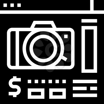 photo camera shop department glyph icon vector. photo camera shop department sign. isolated contour symbol black illustration