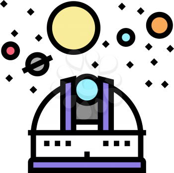 observatory telescope watching on planets color icon vector. observatory telescope watching on planets sign. isolated symbol illustration
