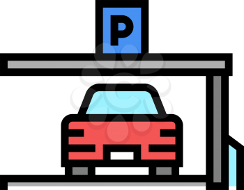 car on place of parking color icon vector. car on place of parking sign. isolated symbol illustration
