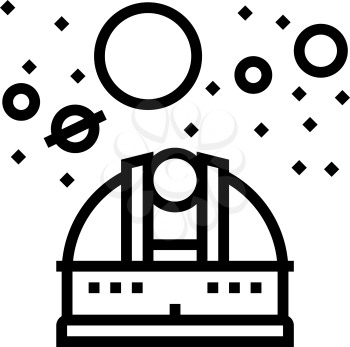 observatory telescope watching on planets line icon vector. observatory telescope watching on planets sign. isolated contour symbol black illustration