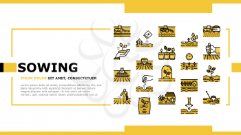 Sowing Agricultural Landing Web Page Header Banner Template Vector. Sowing Seeds And Field Processing, Plant Care And Harvesting, Tractor And Harvester Illustration