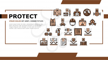 Protect Technology Landing Web Page Header Banner Template Vector. Smell And Noise, Uv And Waterproof Protect Layer, House And Office Protection Equipment Illustration