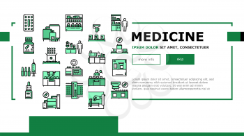 Medical Drugs Production Factory Icons Set Vector. Pharmaceutical Production Medicine Production Machine And Equipment Collection Illustration