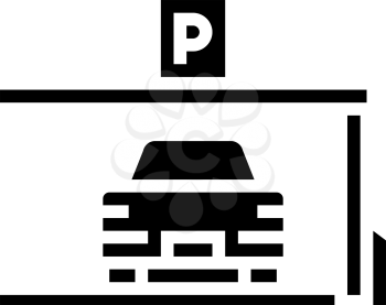 car on place of parking line icon vector. car on place of parking sign. isolated contour symbol black illustration