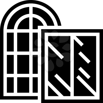 windows glass production glyph icon vector. windows glass production sign. isolated contour symbol black illustration