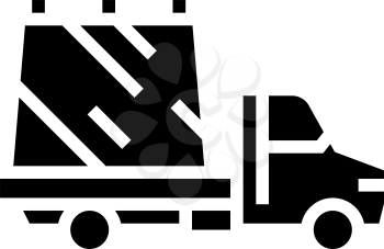 glass transportation on truck glyph icon vector. glass transportation on truck sign. isolated contour symbol black illustration