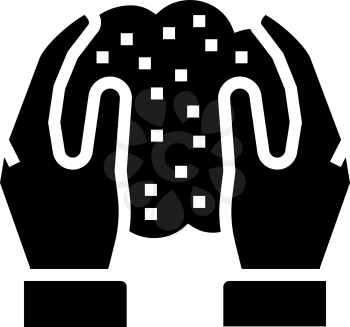 hands holding soil in hands glyph icon vector. hands holding soil in hands sign. isolated contour symbol black illustration