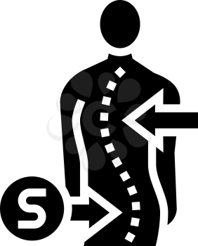 s-shaped scoliosis glyph icon vector. s-shaped scoliosis sign. isolated contour symbol black illustration