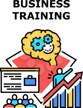 Educational Business Training Vector Icon Concept. On Educational Business Training Trainer Teaching Managers Increase Sales And Communicate With Client. Education Webinar Color Illustration