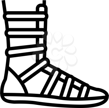 warrior shoe ancient rome line icon vector. warrior shoe ancient rome sign. isolated contour symbol black illustration