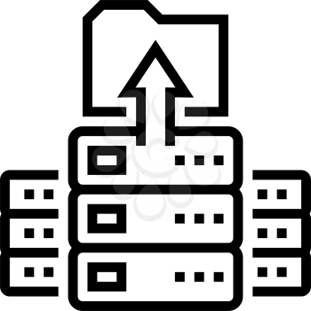 storaging knowledge on server line icon vector. storaging knowledge on server sign. isolated contour symbol black illustration