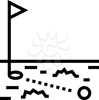 ball running in golf hole line icon vector. ball running in golf hole sign. isolated contour symbol black illustration