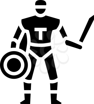 gladiator ancient greece warrior glyph icon vector. gladiator ancient greece warrior sign. isolated contour symbol black illustration