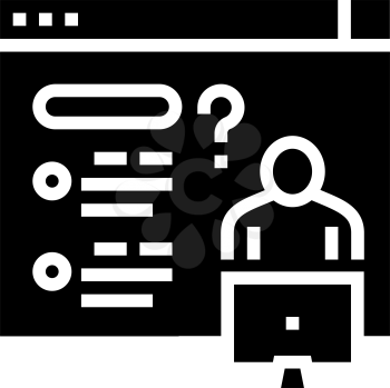 asking question for solve problem glyph icon vector. asking question for solve problem sign. isolated contour symbol black illustration