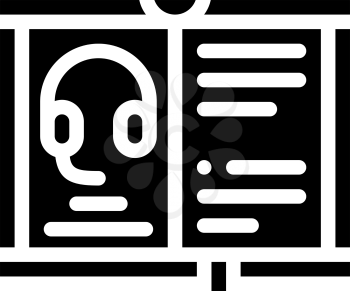 educational literature for worker call center glyph icon vector. educational literature for worker call center sign. isolated contour symbol black illustration