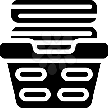 washed clean clothes in basket glyph icon vector. washed clean clothes in basket sign. isolated contour symbol black illustration