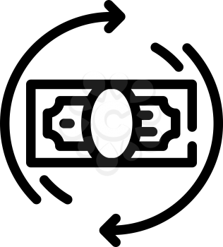 money banknote circle arrows line icon vector. money banknote circle arrows sign. isolated contour symbol black illustration