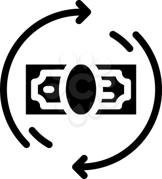 money banknote circle arrows glyph icon vector. money banknote circle arrows sign. isolated contour symbol black illustration