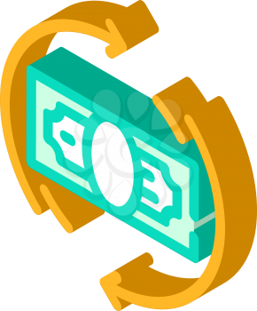 money banknote circle arrows isometric icon vector. money banknote circle arrows sign. isolated symbol illustration