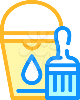 bucket with brush color icon vector. bucket with brush sign. isolated symbol illustration