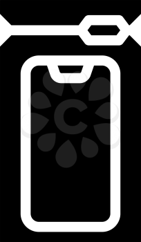 waterproof bag phone protection glyph icon vector. waterproof bag phone protection sign. isolated contour symbol black illustration