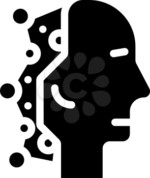 robot head artificial intelligence glyph icon vector. robot head artificial intelligence sign. isolated contour symbol black illustration