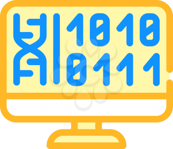 generating protein cell using computer code color icon vector. generating protein cell using computer code sign. isolated symbol illustration