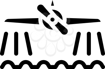 airplane watering field glyph icon vector. airplane watering field sign. isolated contour symbol black illustration