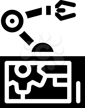 robotic arm mechanism glyph icon vector. robotic arm mechanism sign. isolated contour symbol black illustration
