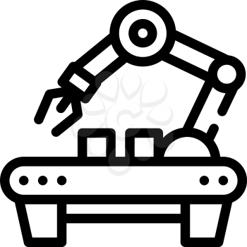 factory robotic arm line icon vector. factory robotic arm sign. isolated contour symbol black illustration